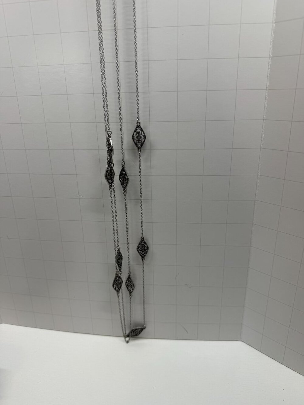 Vintage Double Chain silver tone necklace